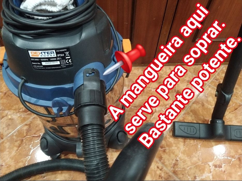Aspirador de pó e líquido bastante potente.