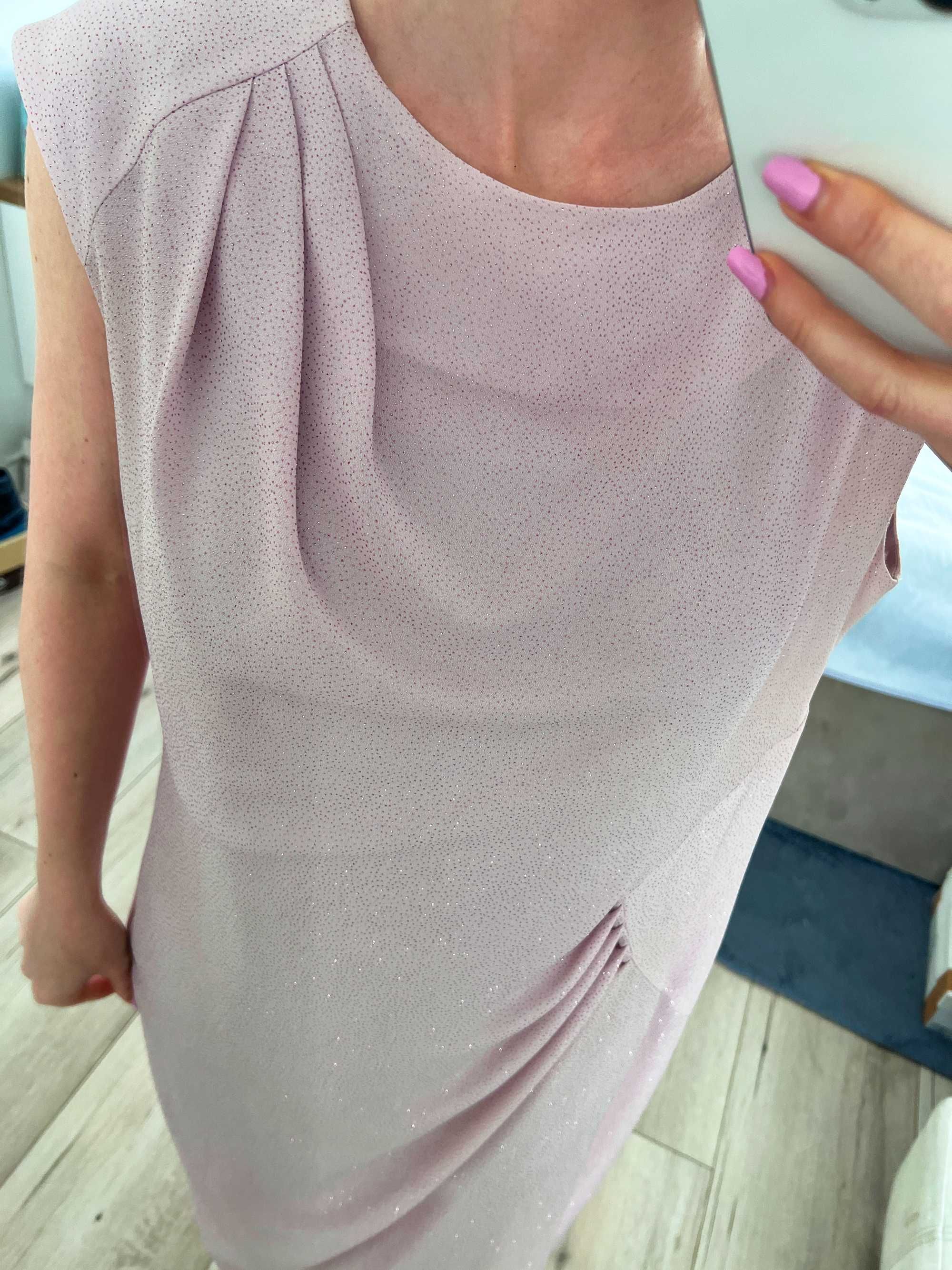 Różowa sukienka błyszcząca tunika XL XXL
