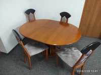 Stół okrągły rozkładany o średnicy 110cm i 6 krzeseł