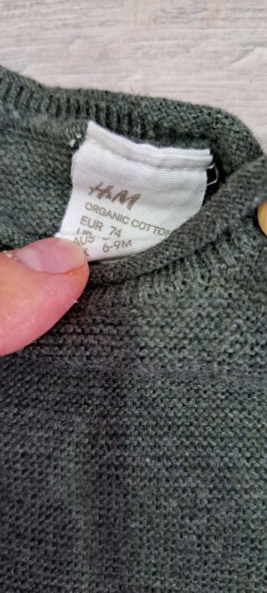 Kombinezon dres komplet 74 hm dzianina sweter khaki guziki