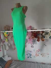 Długa Zielona sukienka midi długa M L 38 40