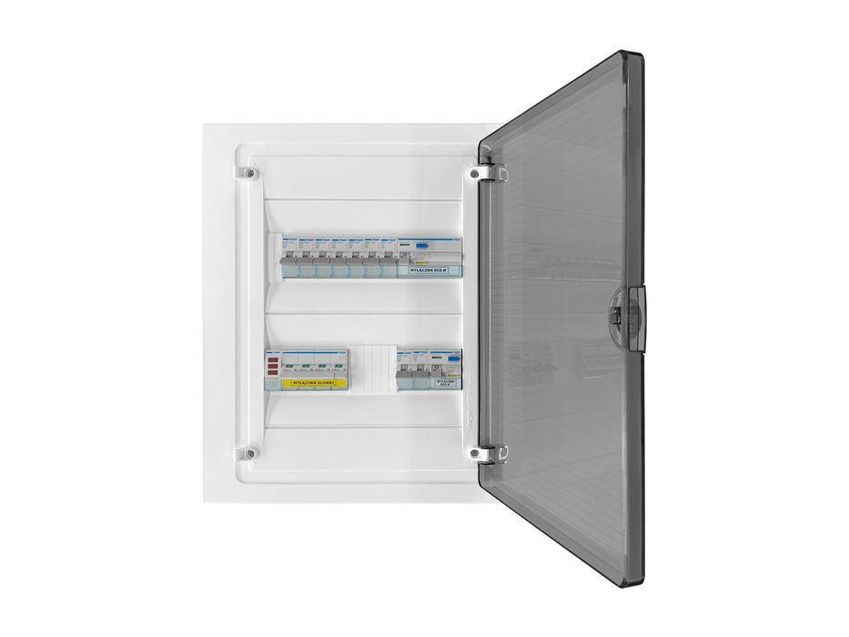Rozdzielnica podtynkowa, kompletna z zabezpieczeniami 2x12 modułów