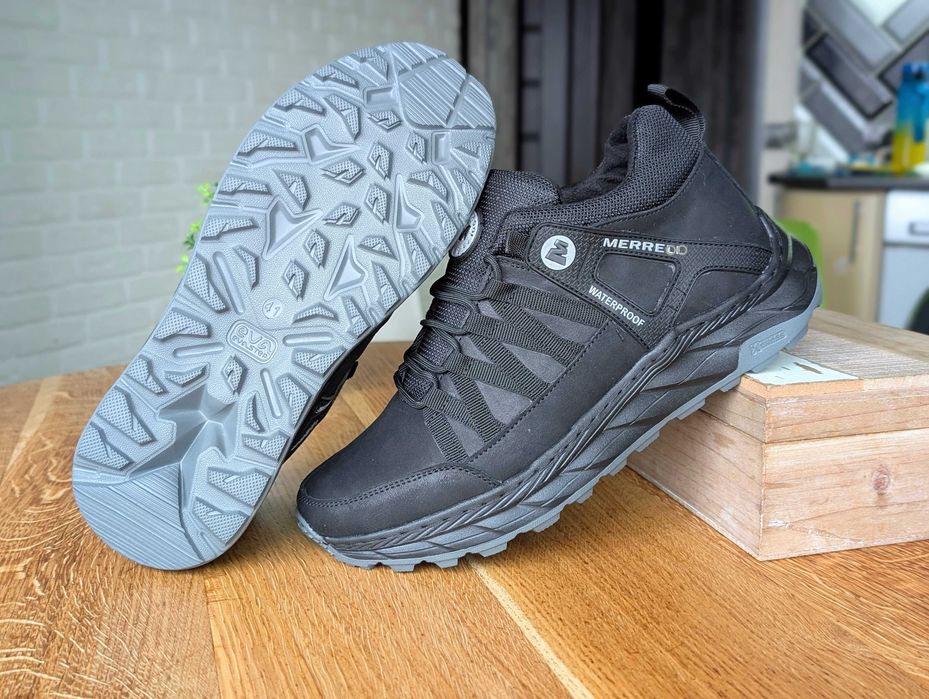 Зимові чоловічі напівчеревики кросівки натуральна шкіра прошиті легкі