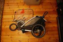 Thule chariot sport 2 double przyczepka + koło biegowe + akcesoria