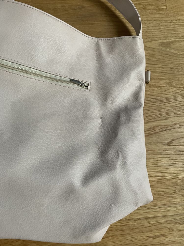Torebka pudrowy róż shopper bag duża 41 cm