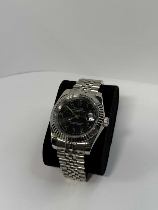 Zegarek Seiko Mod Datejust Arabic Black Czarny Custom Watch