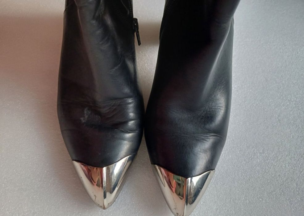 Buty, kozaki skórzane,  39 , szeroka łydka okazja