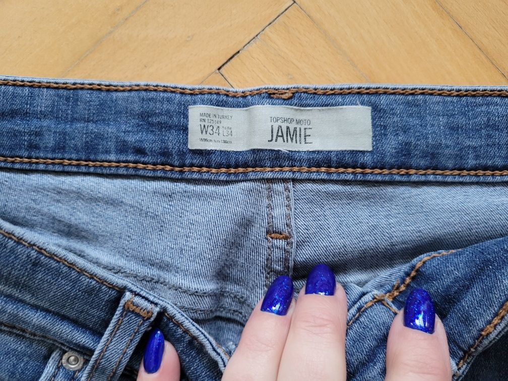 Spodnie dżinsowe firmy Top Shop Moto  Jamie roz W 34, L 34
