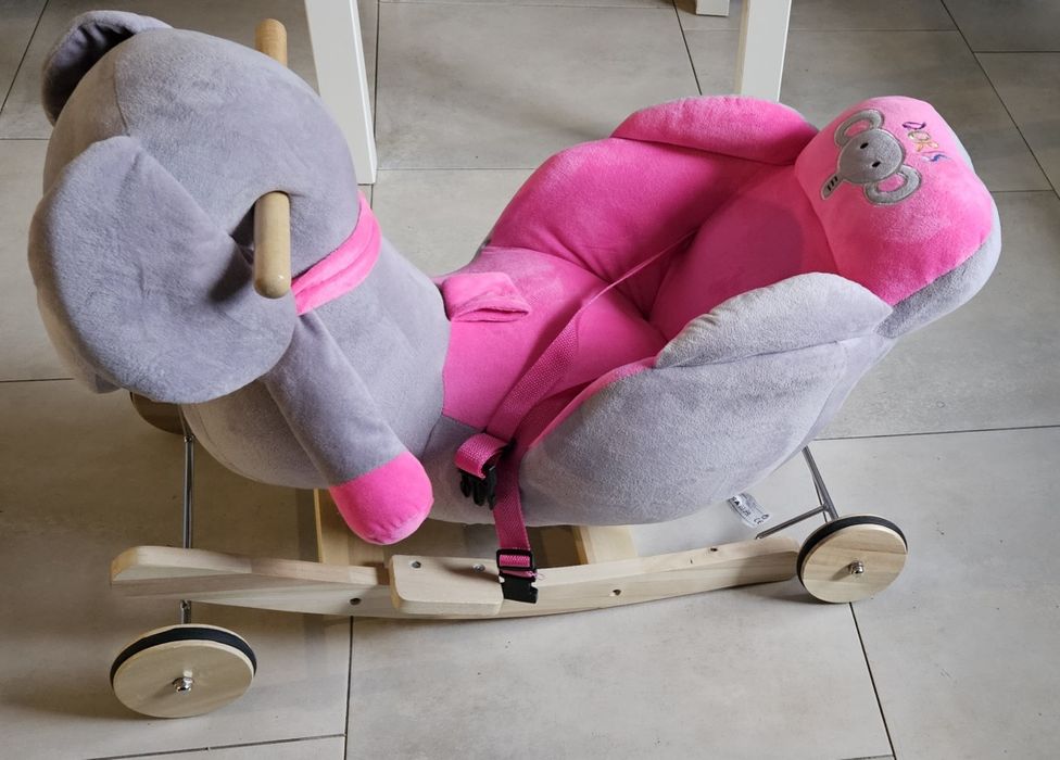 Słonik jeździk bujak na biegunach i na kółkach