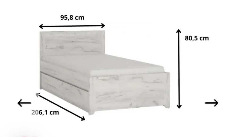 Łóżko + materac 90x200 z pojemnikiem na posciel Agata Angel