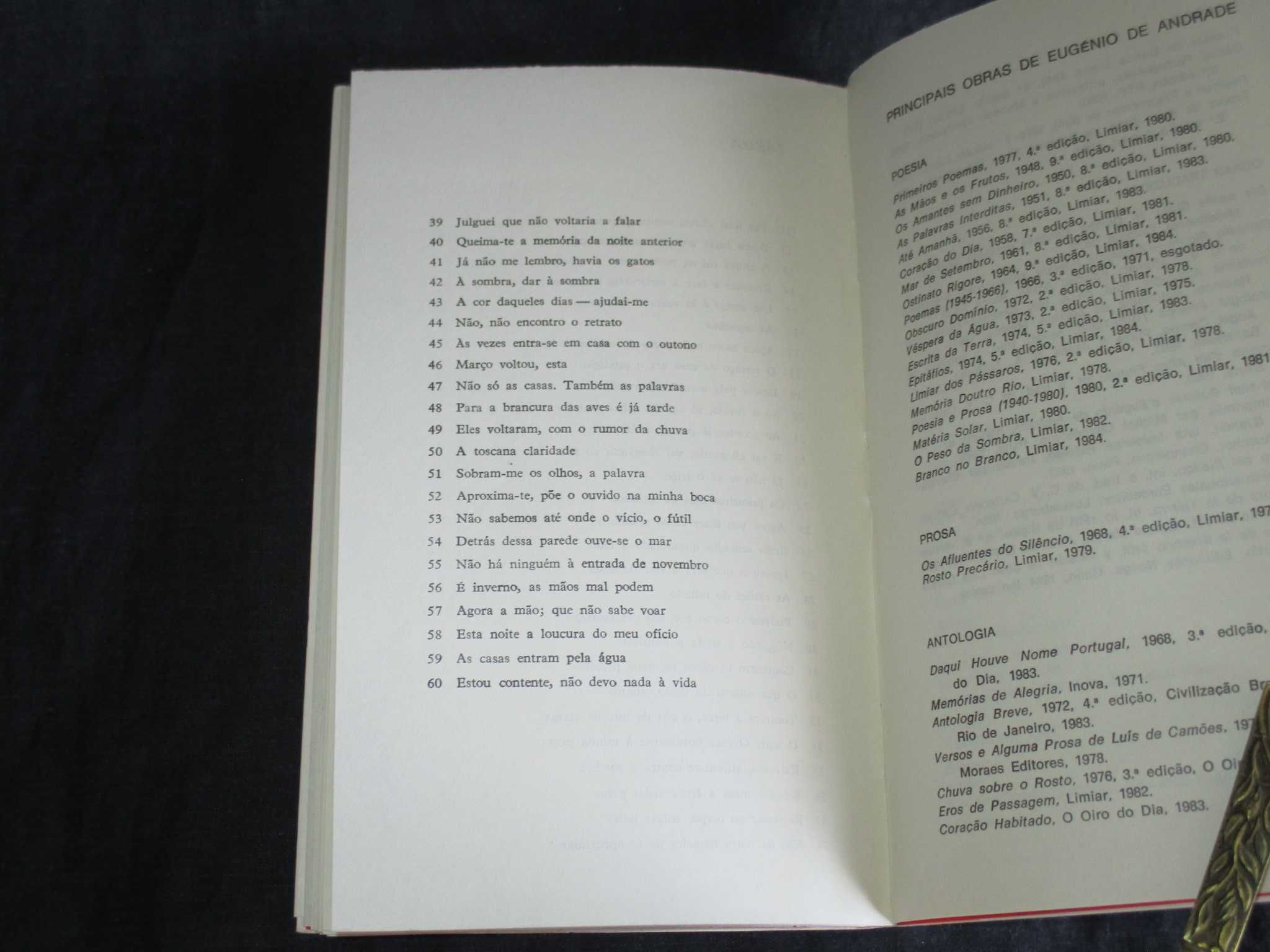 Livro Branco no Branco Eugénio de Andrade 1ª edição 1984