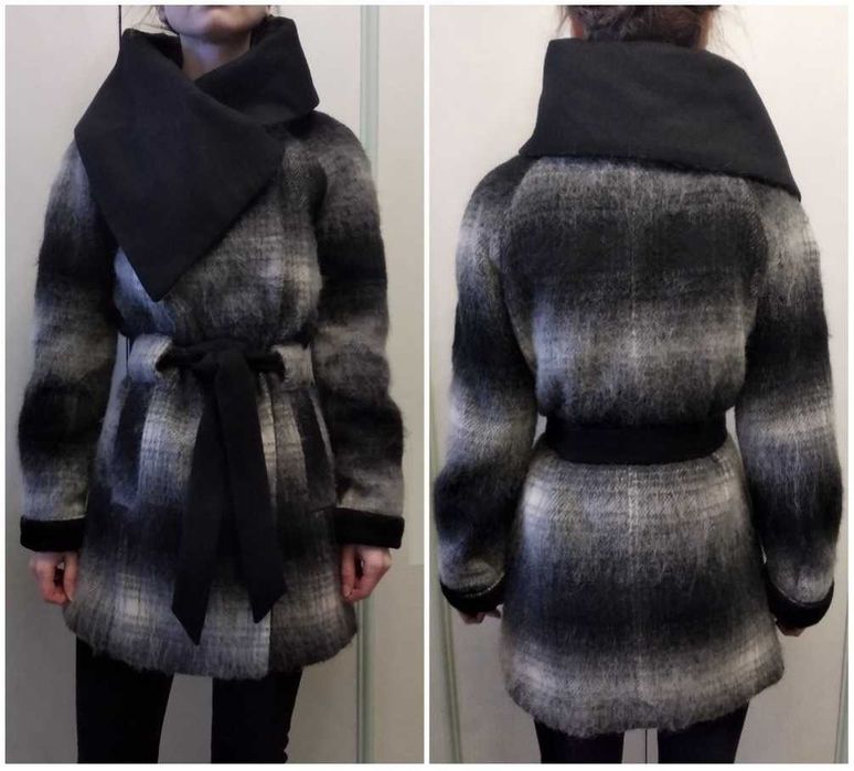 Серое Пальто клетчатое с шерстью на девочку пальто сіре на 155-164