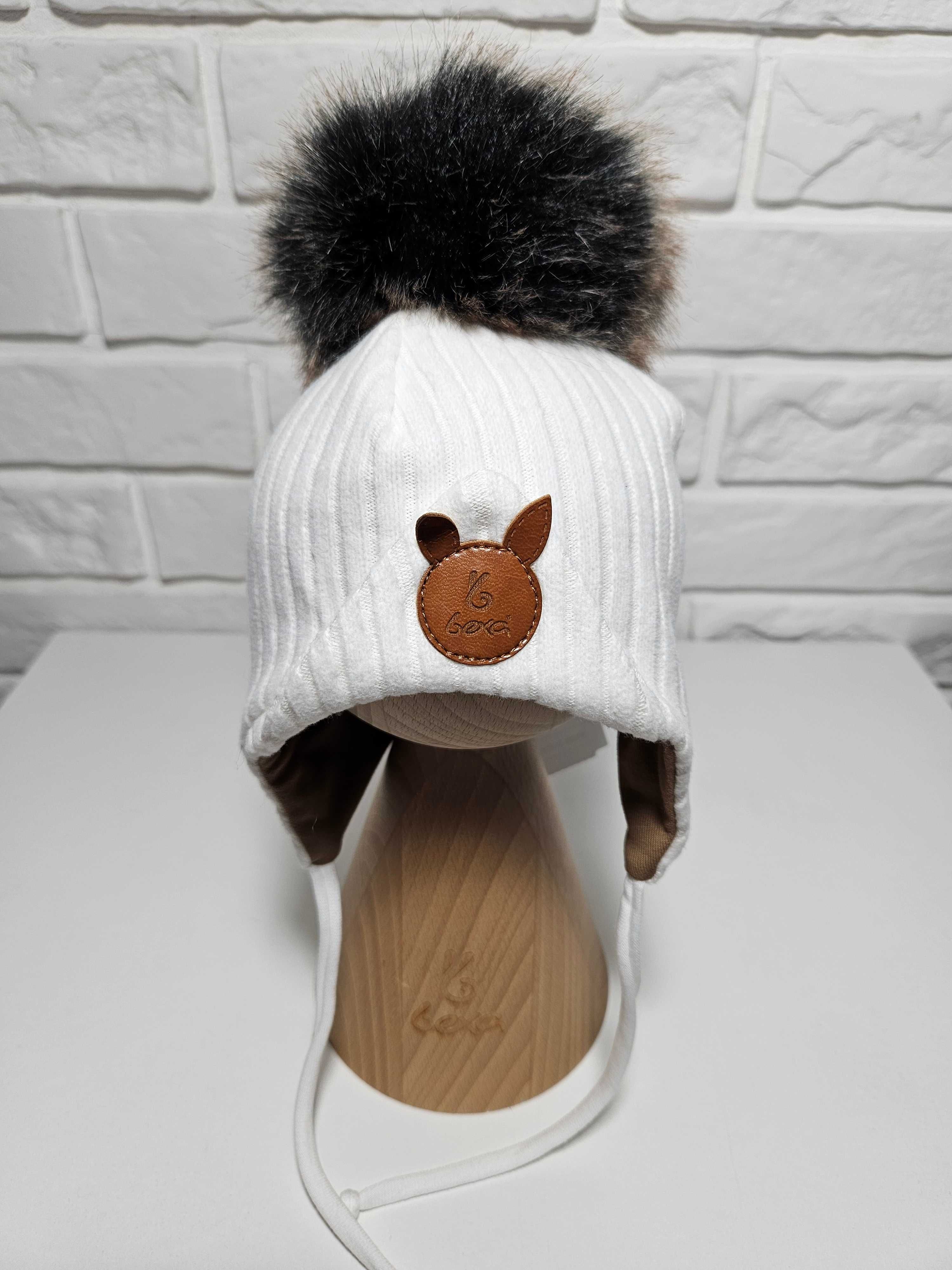 Czapka zimowa BEXA Bobik ecru roz.38