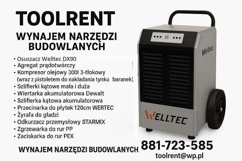 Wynajem - Profesjonalny osuszacz budowlany Welltec DX90 - 180m2