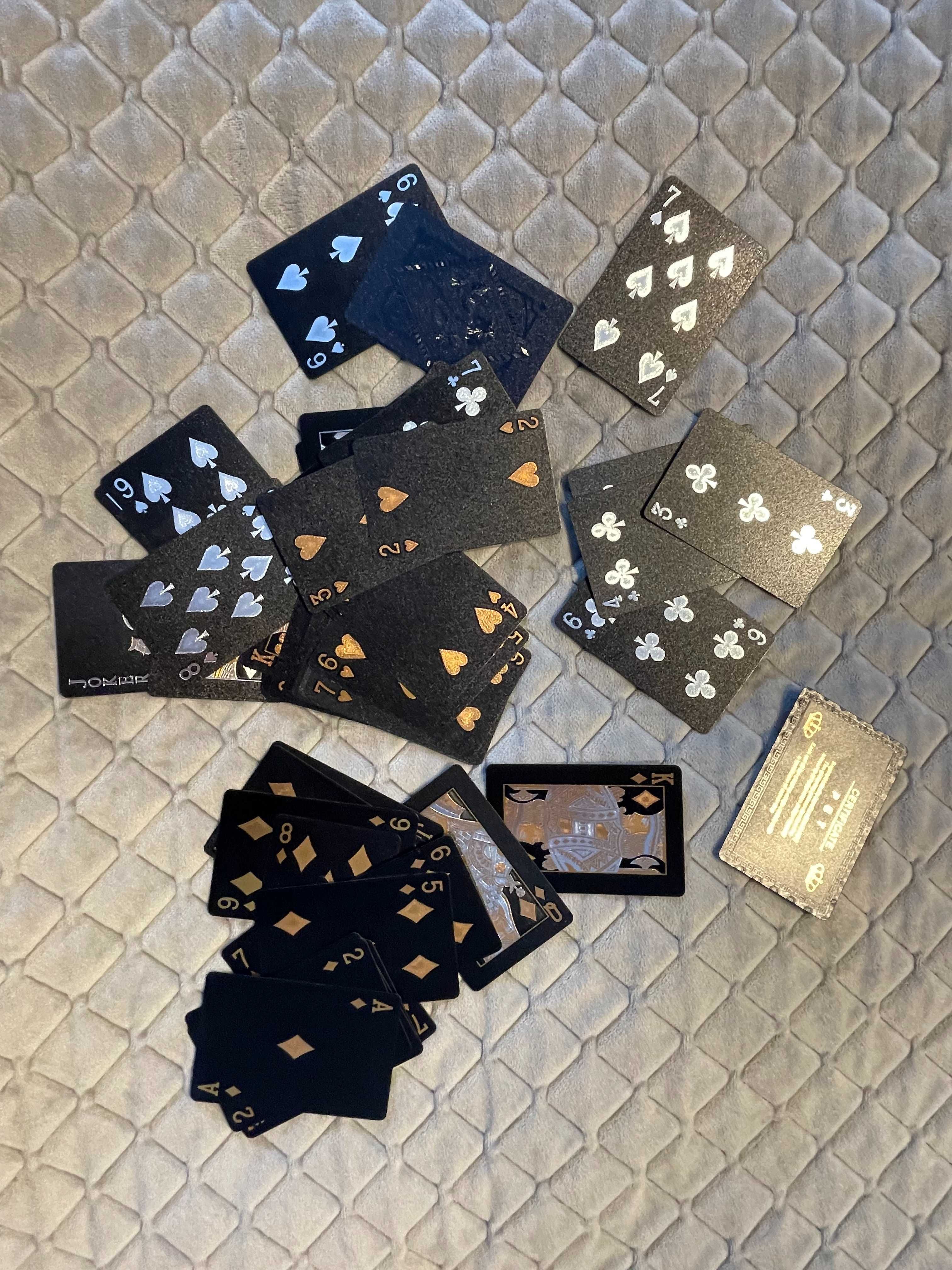 Karty do gry Czarne ze złotem kolekcjonerskie nowe 54 karty