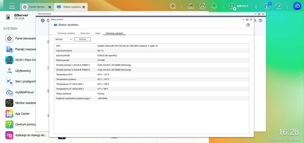 QNAP TS-253A NAS 2x4TB SATA + 8 GB RAM – Rozbudowany zestaw