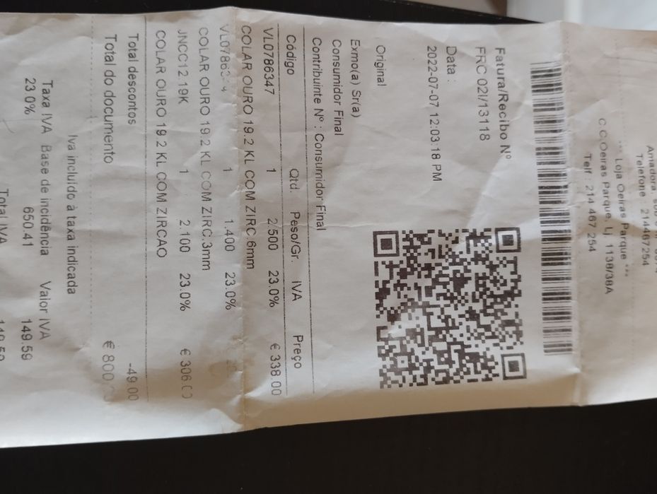 3 Colares  de ouro 19.2 k e zircônias