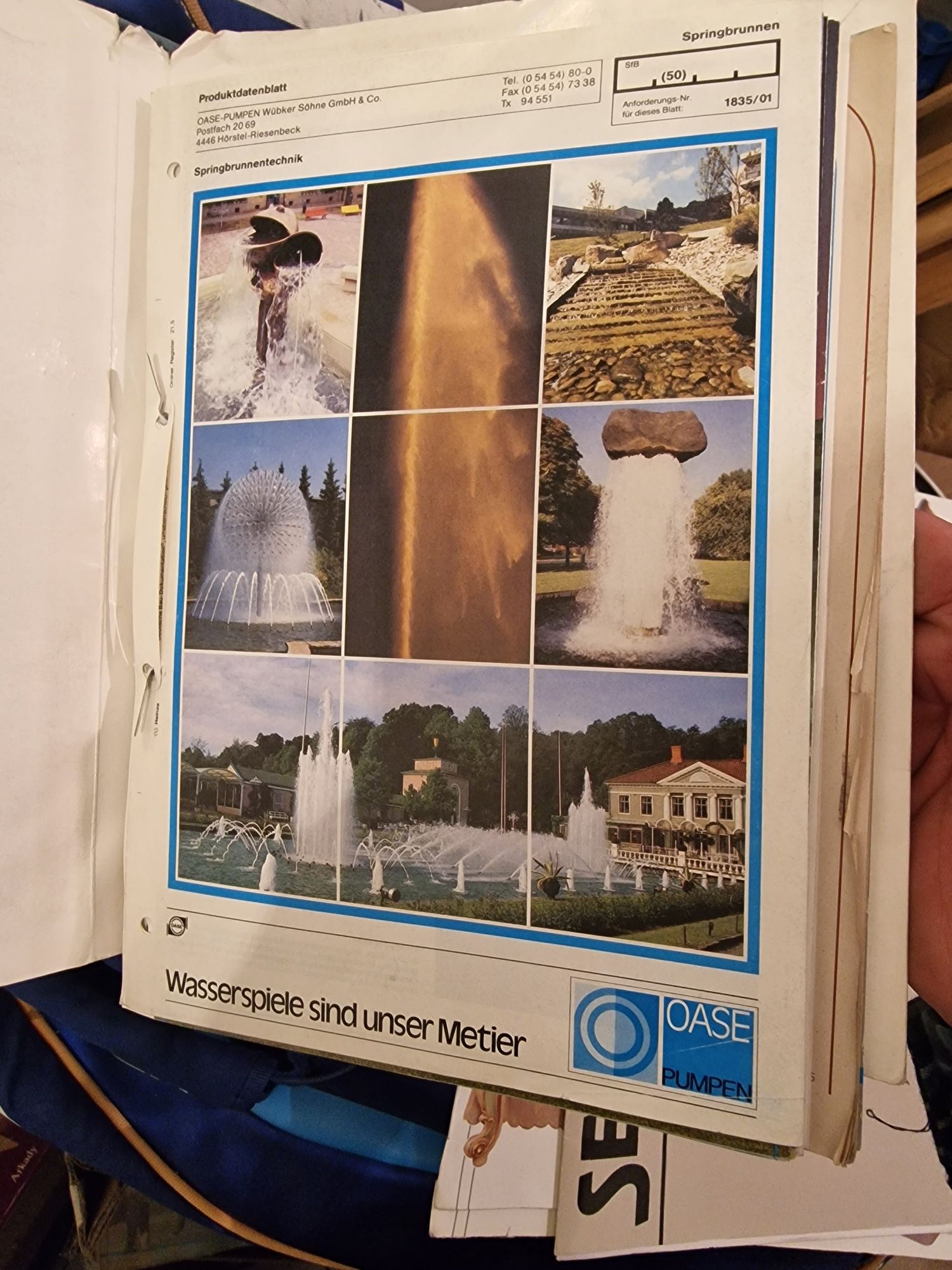 Katalog fontanny z 1991 r. Niemieckie