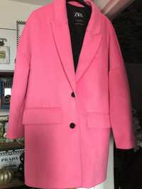 Różowy płaszcz Zara neon oversize rozmiar M