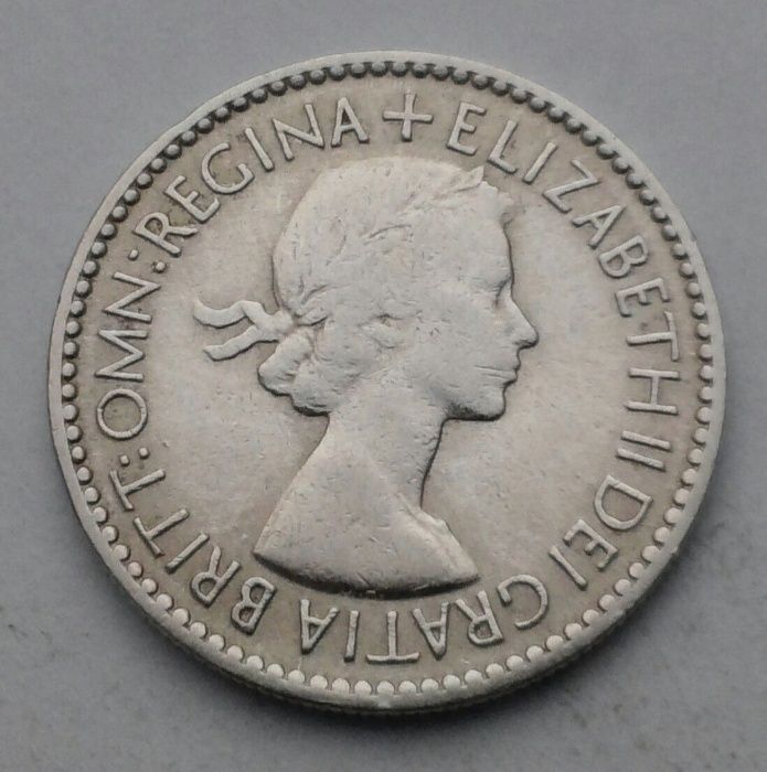 UK Great Britain 6 Pence 1953. Six Cents coin. Elizabeth II.