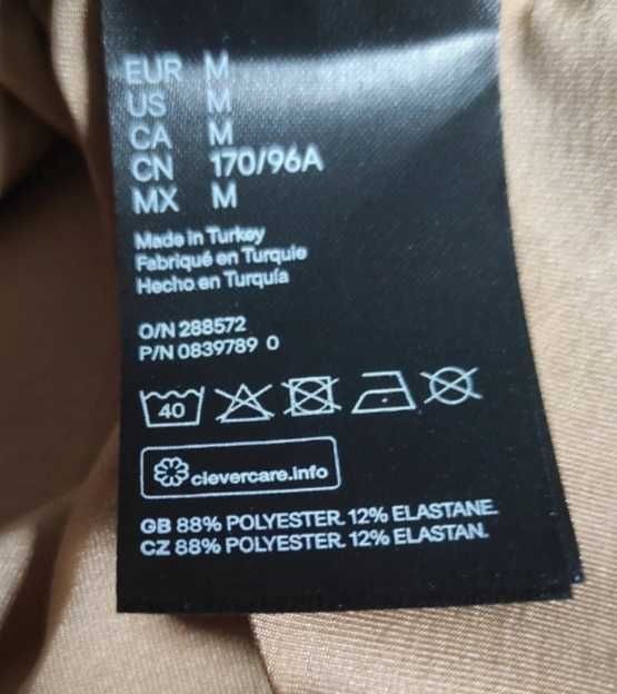Sukienka H&M złota nude maxi długa rękaw motylek wciągana 38 M