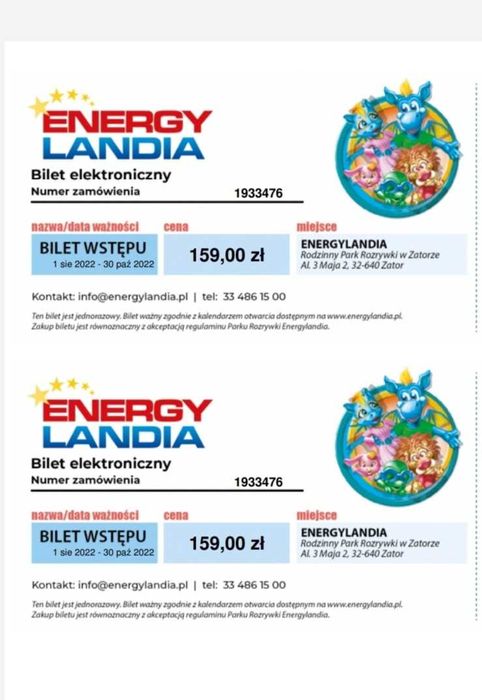 Dwa bilety energylandia