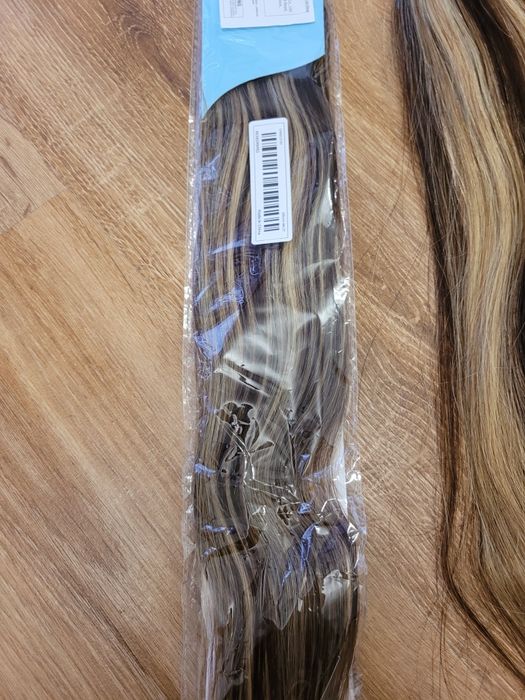 Włosy doczepiane naturalne metoda kanapkowa 60cm 100g nowe brąz blond