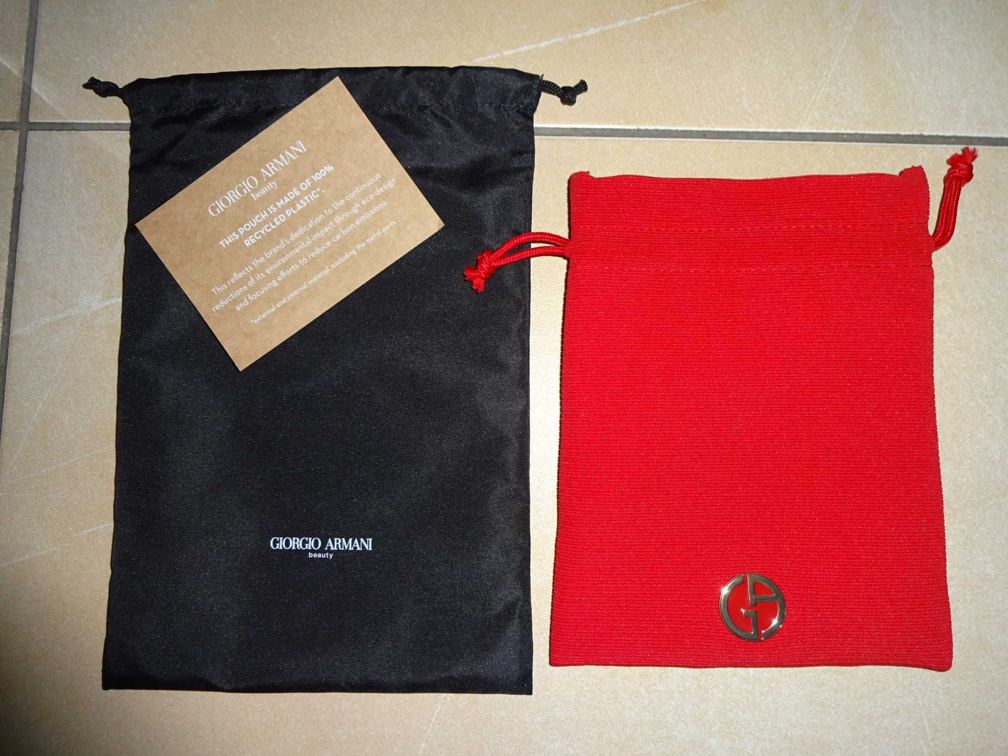 Giorgio Armani beauty czerwony worek torebka sakiewka + pokrowiec