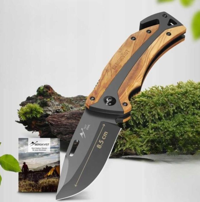 Nóż składany oburęczny multitoole 3w1 aurvival Bergkvist drewno stal