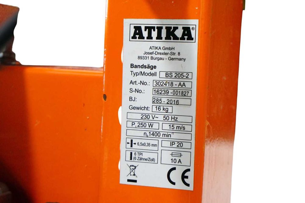 Piła taśmowa ATIKA BS205-2 Pilarka do drewna Przecinarka do drzewa