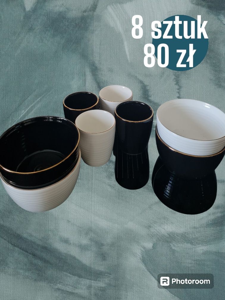 Golden Line Action seria naczyń 4x kubki 4x miski NOWE