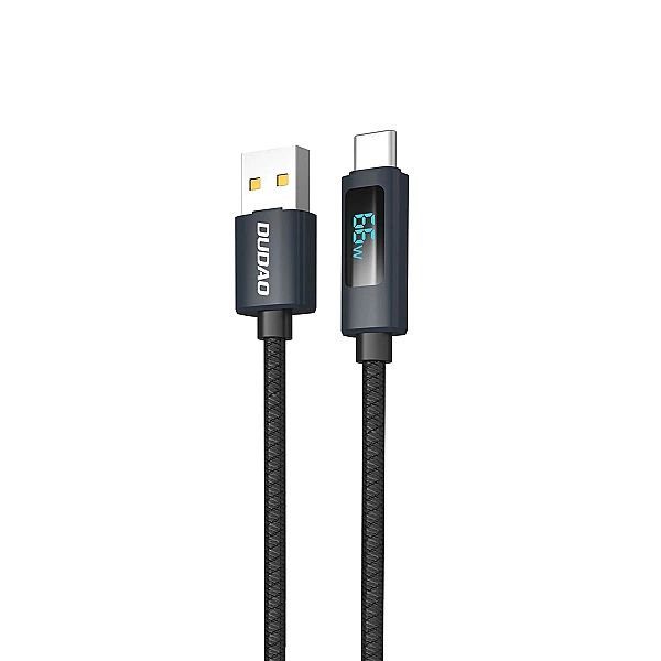 Kabel Dudao L7T USB-A - USB-C 66W z wyświetlaczem LED 1m - czarny