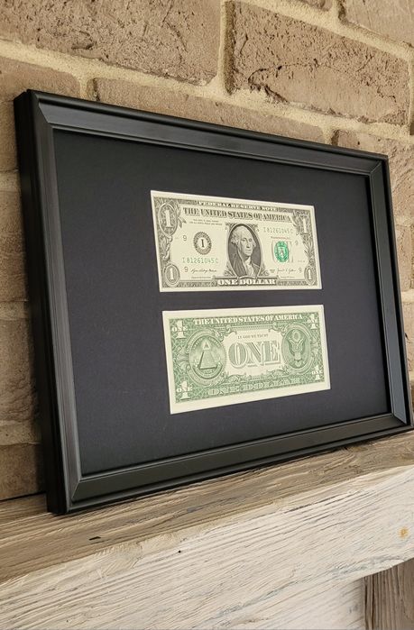 Banknot 1 dolar w ramce prezent loft design usa nowy retro