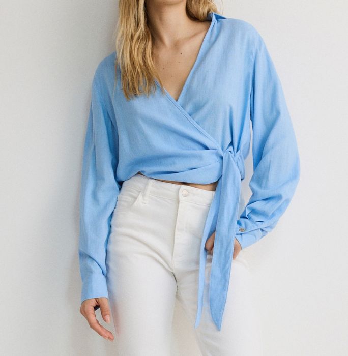 Koszula / bluzka wiązana Reserved -  80% wiskoza, 20% len -  XL