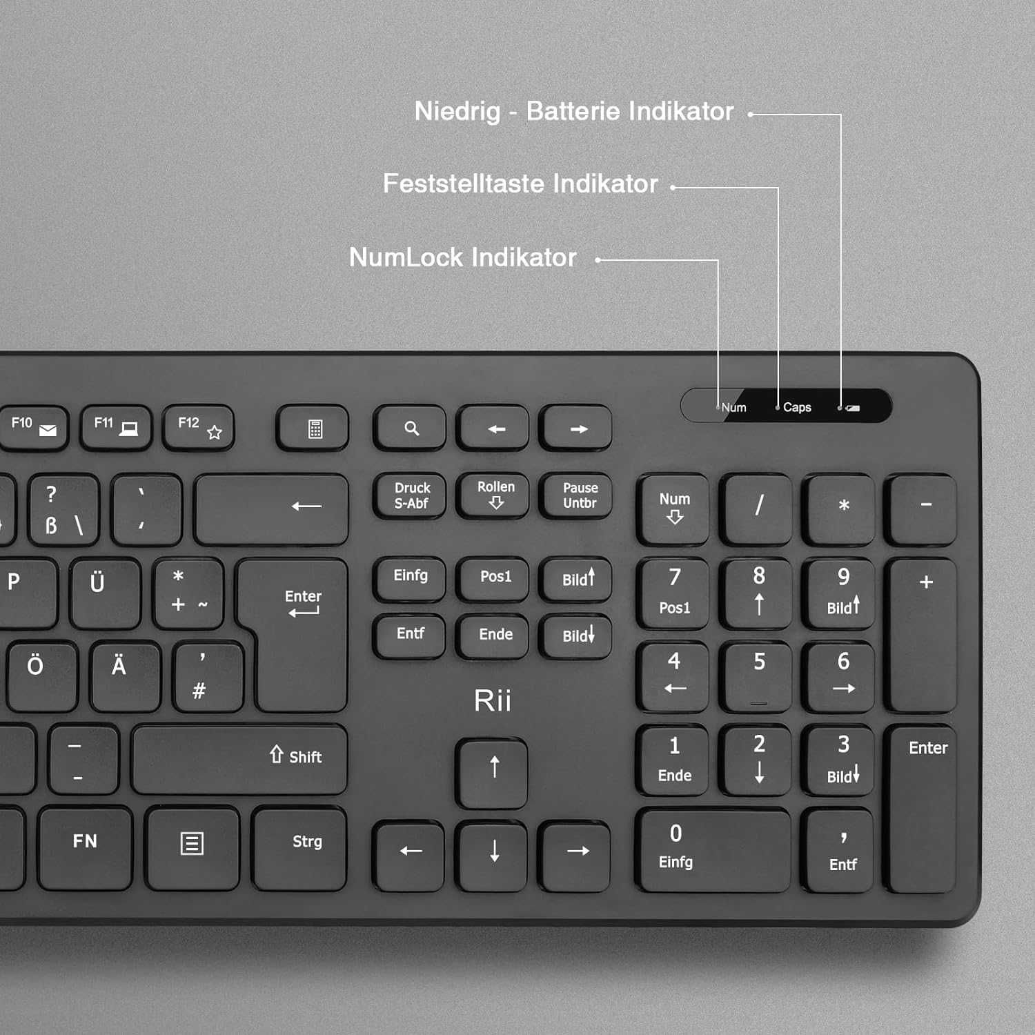 Rii Zestaw bezprzewodowej klawiatury i myszy,  niemiecki układ QWERTZ