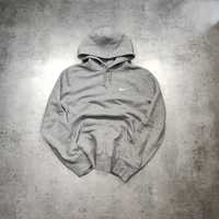 MĘSKA Bluza Bawełniana Hoodie z Kapturem Nike Szara Klasyczna Swoosh