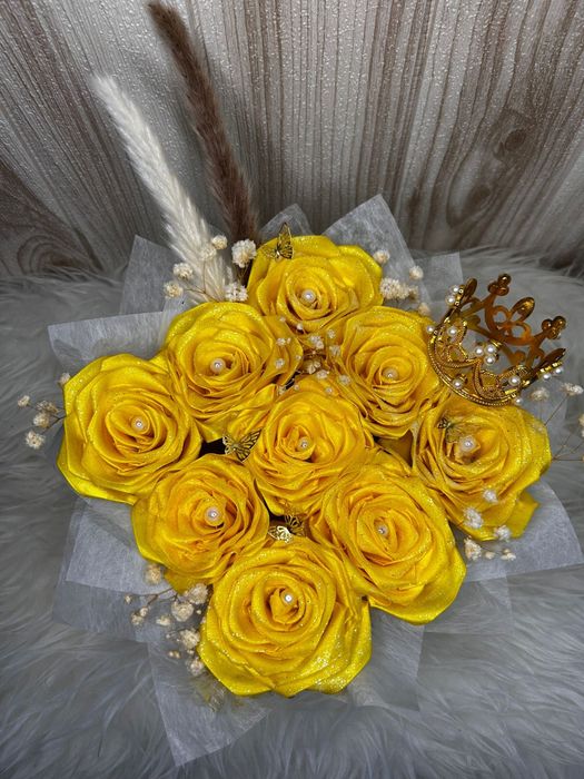 Buquê artesanal em fita de cetim