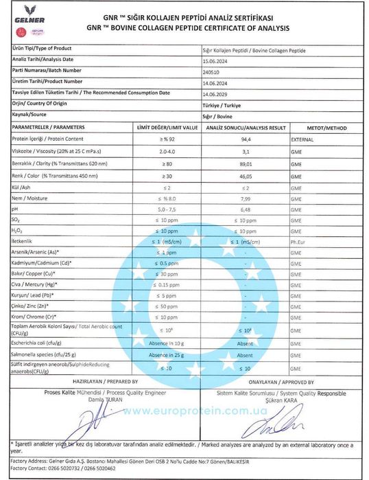 Гідролізований колаген Говяжий  1-3 типу Gollagen Gelner 94 %, Європа