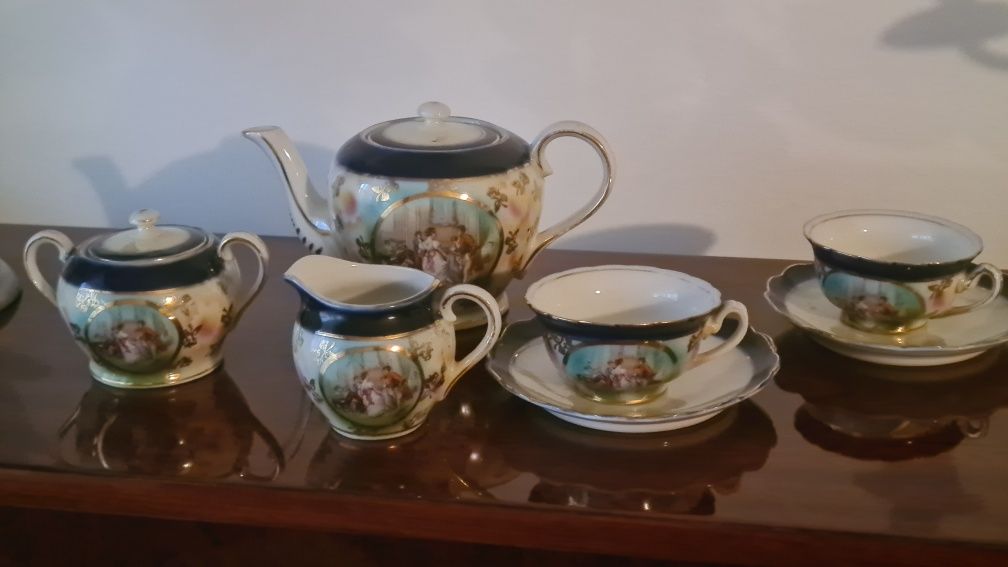 Serviço de chá tête-à-tête antigo clássico porcelana