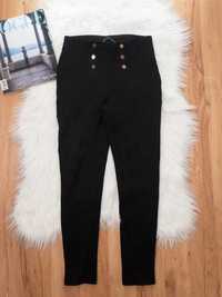 Jegginsy Zara czarne spodnie legginsy z wysokim stanem glamour M
