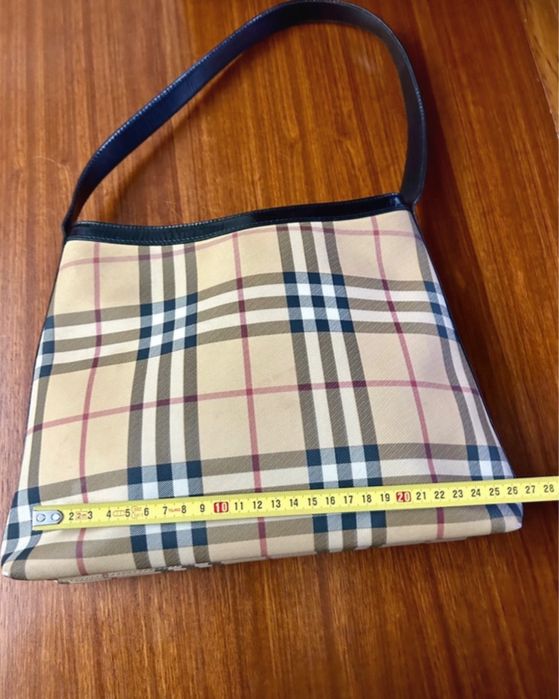 Leather and Check shoulder bag