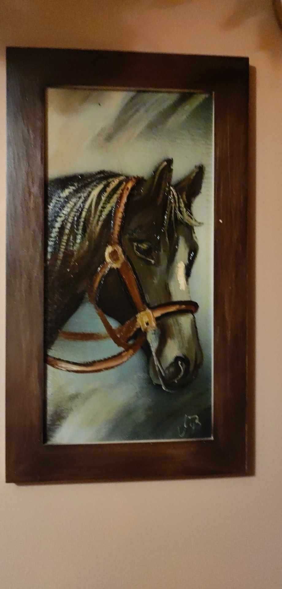 Obraz koń olej na sklejce