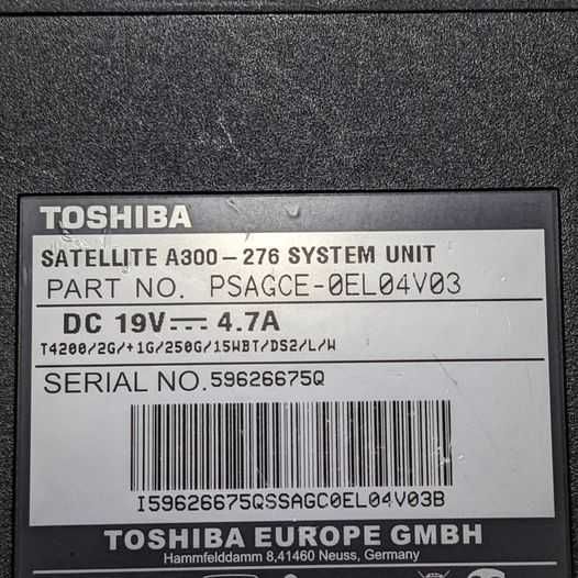 Portátil Toshiba A300-276 p/peças