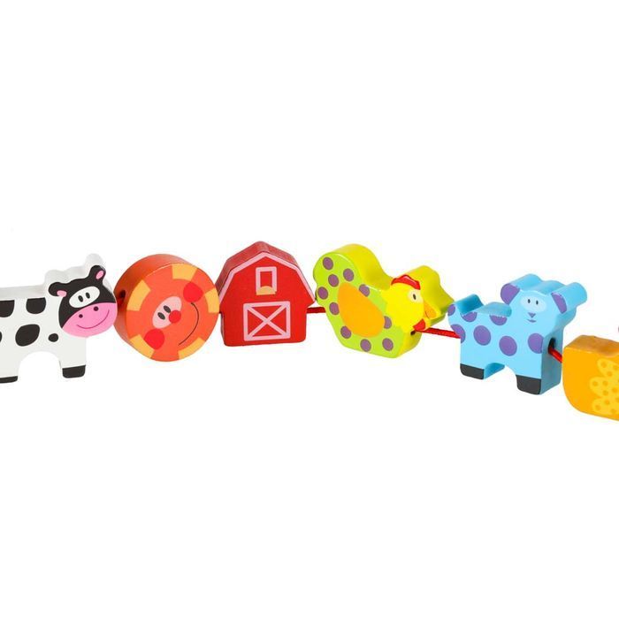 Klocki Drewniane Edukacyjne Montessori Nawlekane Przeplatanka Tablica