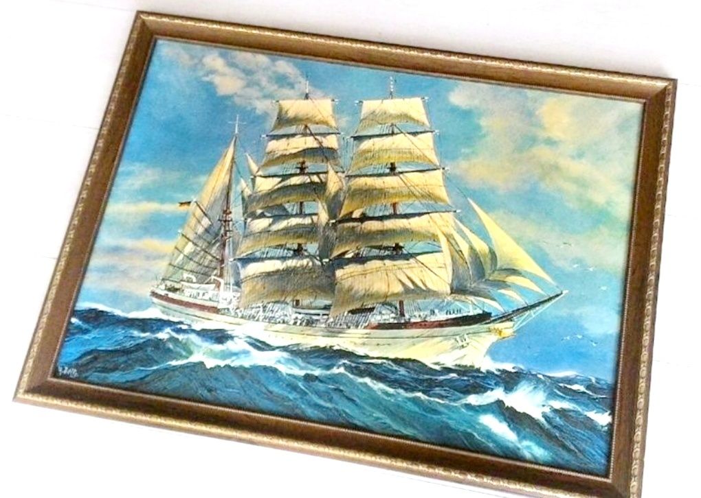 Морская картина живопись шхуна парусник белые паруса Айвазовский яхта