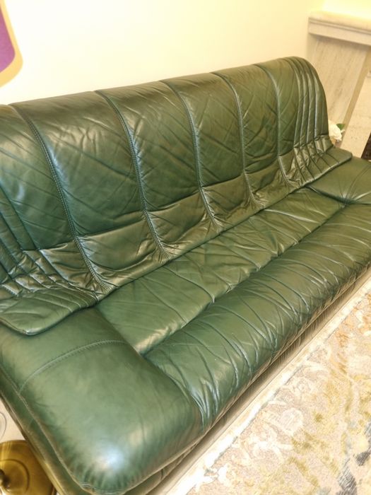 Conjunto 3 sofás em pele