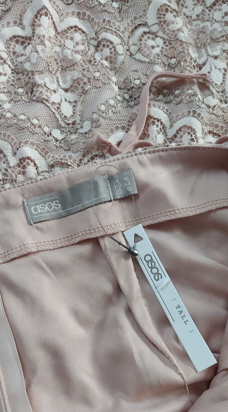 NOWA śliczna sukienka Asos XL/XXL koronka złoty beż