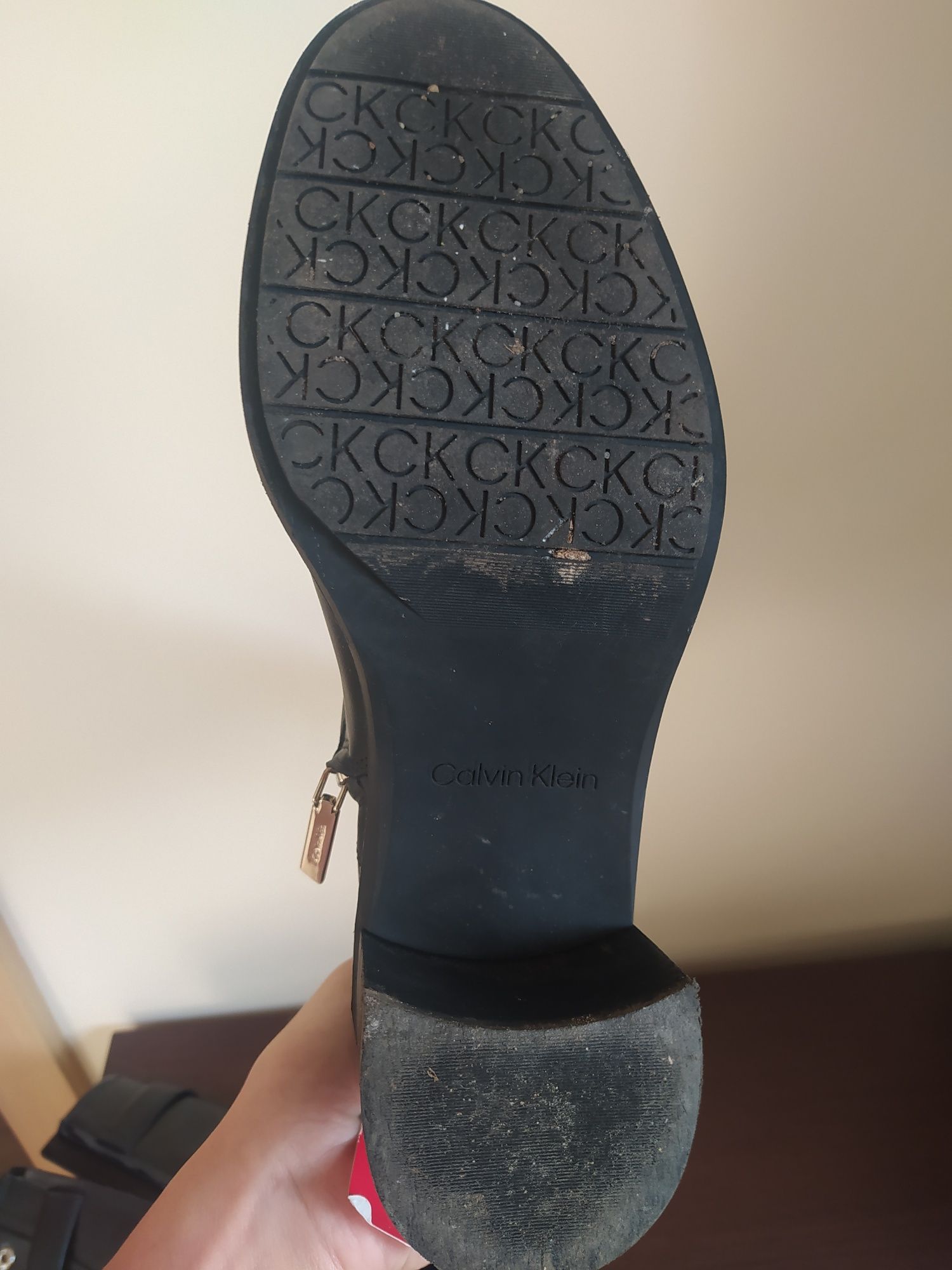 Botki kozaki czarne skóra korku Calvin Klein okazja