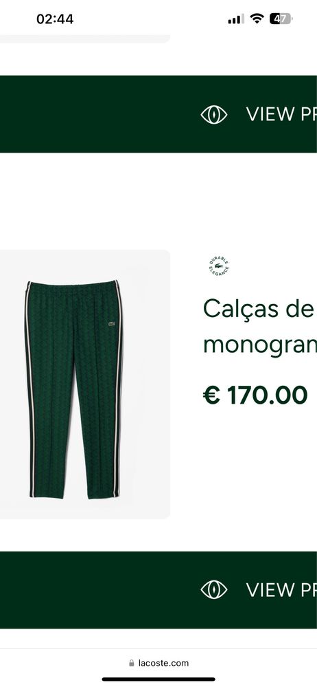 Fato treino lacoste Tamanho M (160 so hoje!)