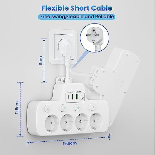 Listwa Zasilająca 7w1 z Przełącznikami i Portami USB 4+3 - HoniHom